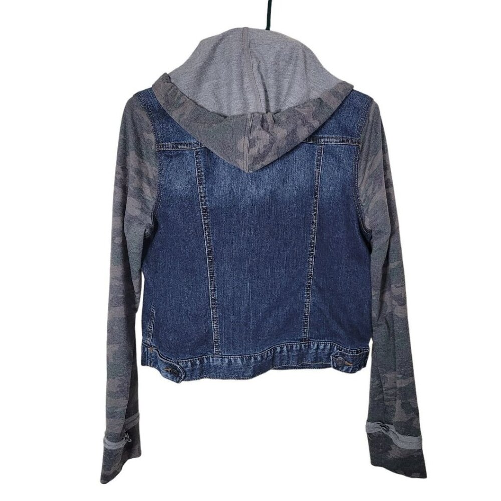 Mudd Jean Jacket Distressed Sleeves Pockets Button Juniors Womens Medium - Picture 3 of 12